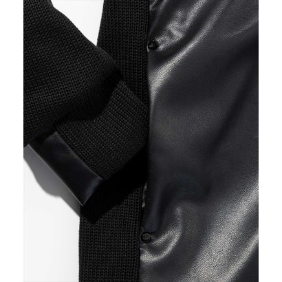 メタルアイコン シンセティックレザーコンビパーカー （black）｜詳細画像