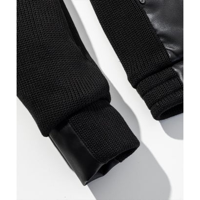 メタルアイコン シンセティックレザーコンビパーカー （black）｜詳細画像