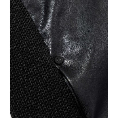 メタルアイコン シンセティックレザーコンビパーカー （black）｜詳細画像