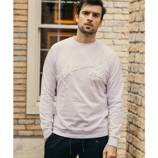 コード刺繍ロゴロングTシャツ （white）