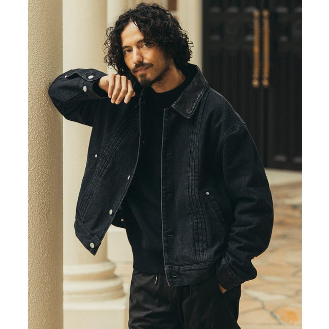レザーカラーデニムジャケット （black indigo）