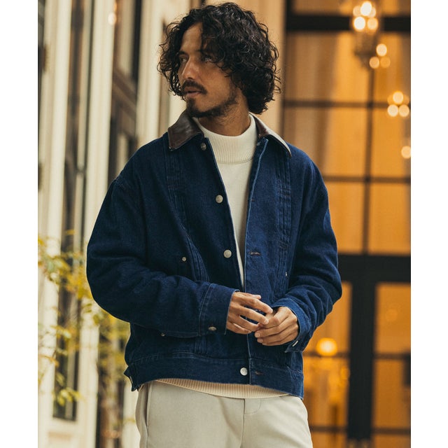 レザーカラーデニムジャケット （indigo）