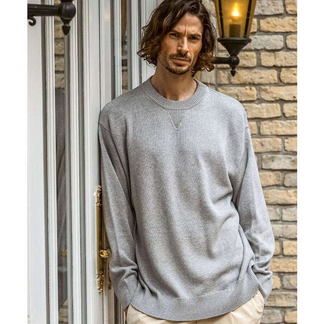 【WEB・直営店限定】コットン カシミヤ ルーズシルエット クルーネックニット （ライトグレー）