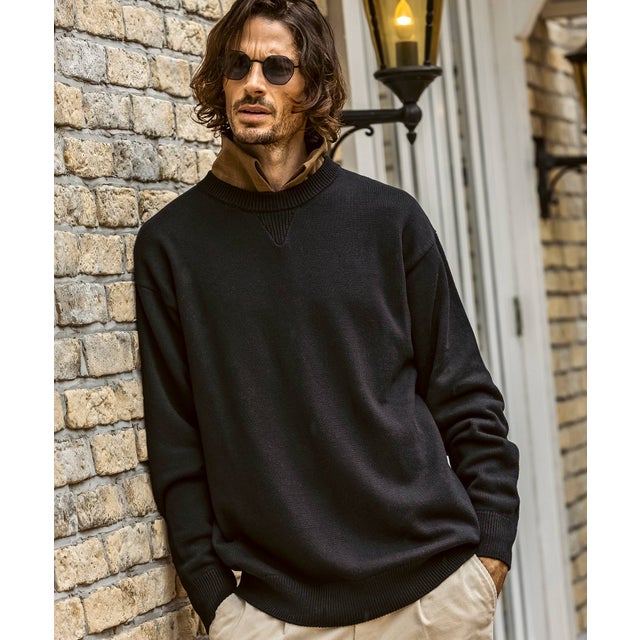 【WEB・直営店限定】コットン カシミヤ ルーズシルエット クルーネックニット （ブラック）