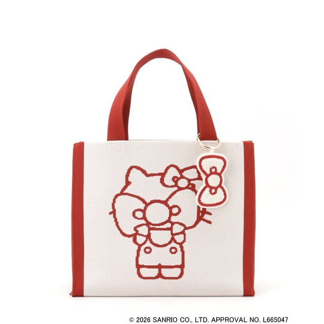 【HELLO KITTY コラボ】バイカラーニットトート （ホワイト(001)）