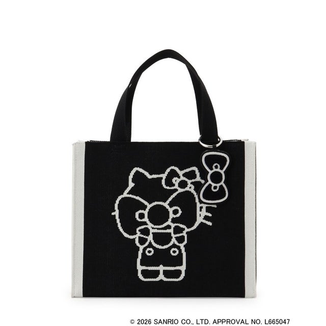 【HELLO KITTY コラボ】バイカラーニットトート （ブラック(019)）
