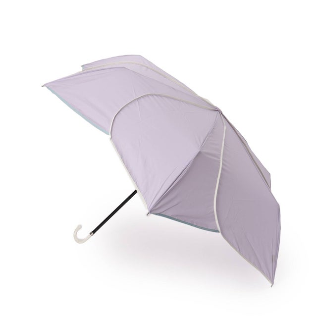 【晴雨兼用】because バイカラーパイピングミニ 折りたたみ傘 （ライトパープル(081)）