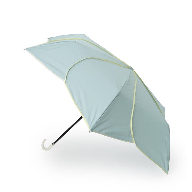 【晴雨兼用】because バイカラーパイピングミニ 折りたたみ傘 （ライトグリーン(021)）