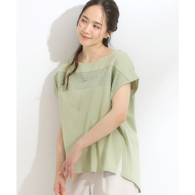 SHOO・LA・RUE フレンチスリーブレースTシャツ （ミントグリーン(021)）