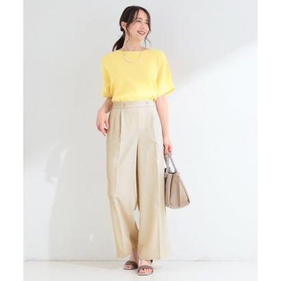 【ひんやり/着丈選べる/洗濯後しわになりにくい/S-LL】大人の上品シルエット センタープレスタックワイドパンツ （モカブラウン(642)）｜詳細画像