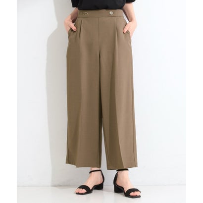 【ひんやり/着丈選べる/洗濯後しわになりにくい/S-LL】大人の上品シルエット センタープレスタックワイドパンツ （モカブラウン(642)）｜詳細画像