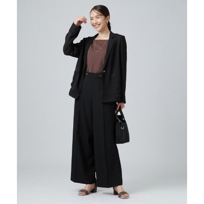 【ひんやり/着丈選べる/洗濯後しわになりにくい/S-LL】大人の上品シルエット センタープレスタックワイドパンツ （モカブラウン(642)）｜詳細画像