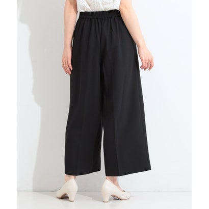 【ひんやり/着丈選べる/洗濯後しわになりにくい/S-LL】大人の上品シルエット センタープレスタックワイドパンツ （ブラック(619)）｜詳細画像