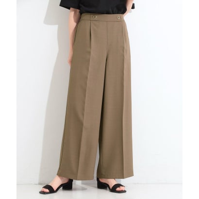【ひんやり/着丈選べる/洗濯後しわになりにくい/S-LL】大人の上品シルエット センタープレスタックワイドパンツ （ブラック(619)）｜詳細画像