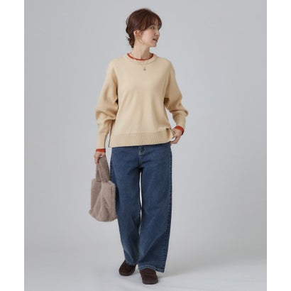 配色が上品 スウェットライクニット （ネイビー(094)）｜詳細画像