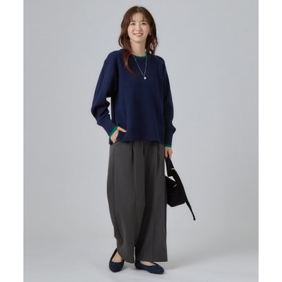 配色が上品 スウェットライクニット （ブラック(019)）｜詳細画像