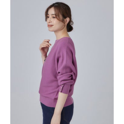 体形カバー RIBドルマン長袖TOPS （マスタード(033)）｜詳細画像