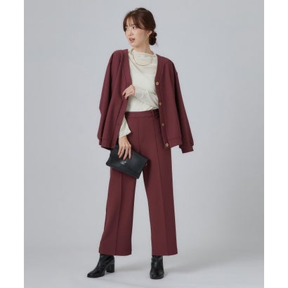 シューラルー SHOO･LA･RUE お客様の声から生まれた セミワイドストレートパンツ （ボルドー(064)）｜詳細画像