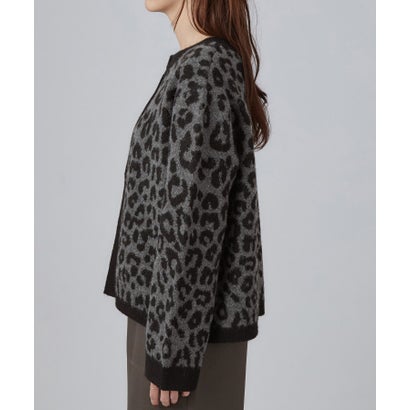バイカラーニットカーディガン （チャコールグレー(413)）｜詳細画像