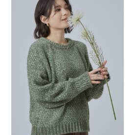 ラメモールフェザーニットプルオーバー （オリーブグリーン(026)）