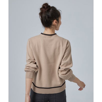 もちもち配色ボウタイニットTOPS （ベージュ(852)）｜詳細画像