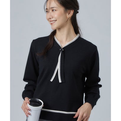 もちもち配色ボウタイニットTOPS （ベージュ(852)）｜詳細画像