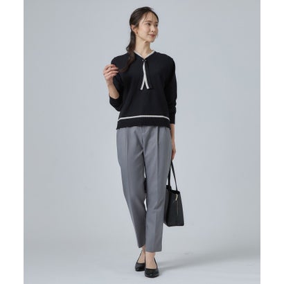 もちもち配色ボウタイニットTOPS （ベージュ(852)）｜詳細画像