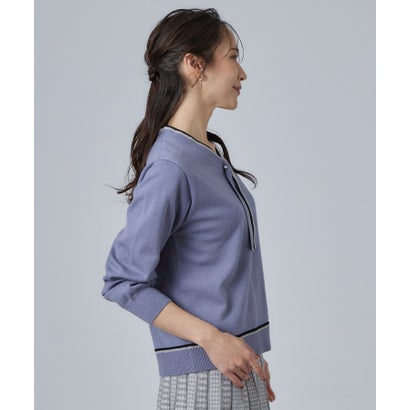 もちもち配色ボウタイニットTOPS （パープル(083)）｜詳細画像