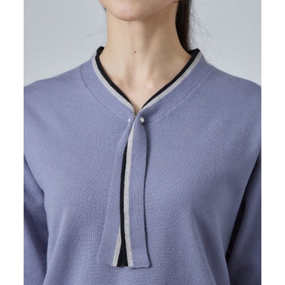 もちもち配色ボウタイニットTOPS （パープル(083)）｜詳細画像