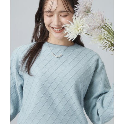 シューラルー SHOO･LA･RUE もちもちダイヤ柄配色ニットトップス （アイボリー(004)）｜詳細画像