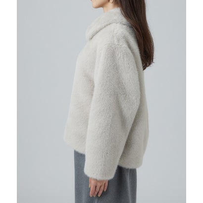 シューラルー SHOO･LA･RUE 裾ドロストでシルエットが変えられる フェイクファーショートブルゾン （グレージュ(050)）｜詳細画像