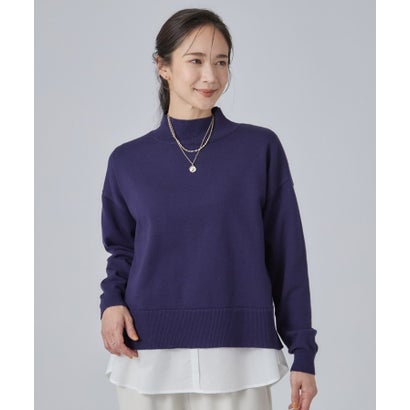【2点セット】シャツ切替ロンT＋ニットSET （ネイビー(894)）｜詳細画像