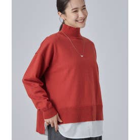 【2点セット】シャツ切替ロンT＋ニットSET （レッド(063)）