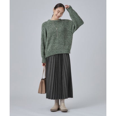 シューラルー SHOO･LA･RUE 【SHOO WARM】裏地あったか スウェード調プリーツスカート （ボルドー(064)）｜詳細画像