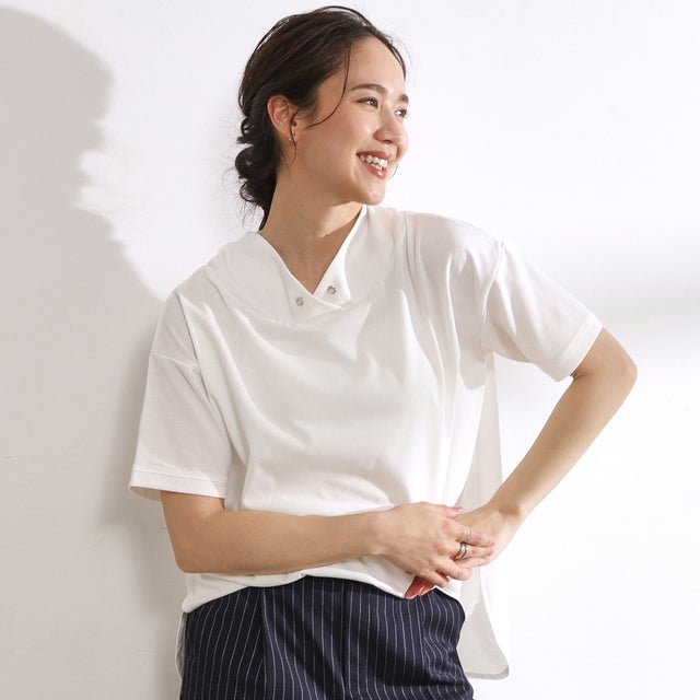 
                    リサイクル・ひんやり・洗える・UV 抜け襟Tシャツ （オフホワイト(003)）