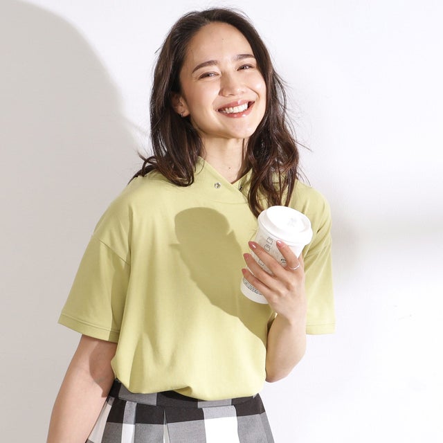 
                    リサイクル・ひんやり・洗える・UV 抜け襟Tシャツ （イエロー(025)）