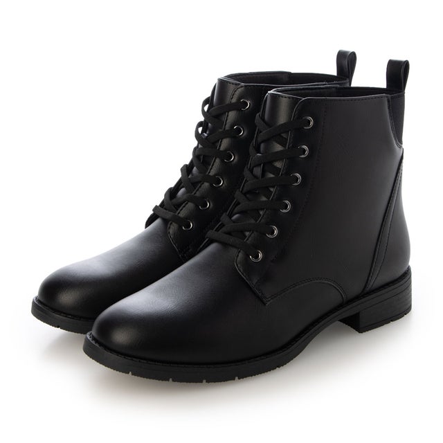 スパットシューズ（レースアップブーツタイプ）幅広 3E 手を使わずに履ける【22.5cm～25.0cm】 （BLK）