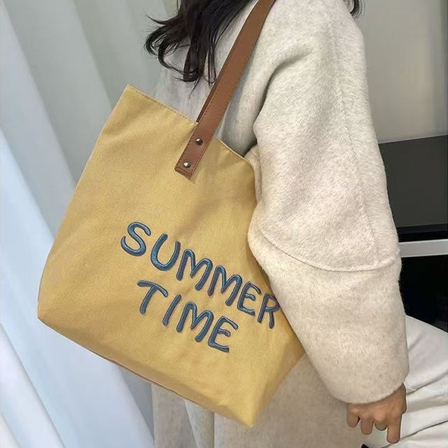 トートバッグ A4サイズ対応 肩掛け BAG シンプル フェミニン 女性 大人 レディース カジュアル ばっぐ ママ 主婦 便利 手提げバッグ大容量 通勤 鞄 （イエロー）