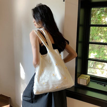 トートバッグ レディース ハンドバッグ カバン バッグ 大容量 花柄 布 カバントート 手提げ （ベージュ）｜詳細画像