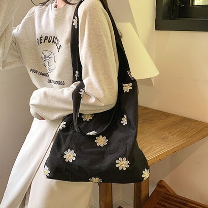 トートバッグ レディース ハンドバッグ カバン バッグ 大容量 花柄 布 カバントート 手提げ （ベージュ）｜詳細画像