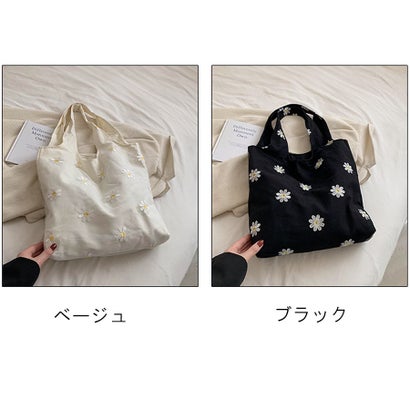トートバッグ レディース ハンドバッグ カバン バッグ 大容量 花柄 布 カバントート 手提げ （ベージュ）｜詳細画像