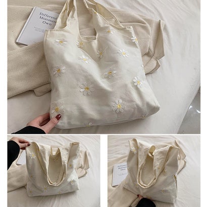 トートバッグ レディース ハンドバッグ カバン バッグ 大容量 花柄 布 カバントート 手提げ （ベージュ）｜詳細画像