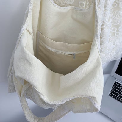 トートバッグ レディース ハンドバッグ カバン バッグ 大容量 花柄 布 カバントート 手提げ （ベージュ）｜詳細画像