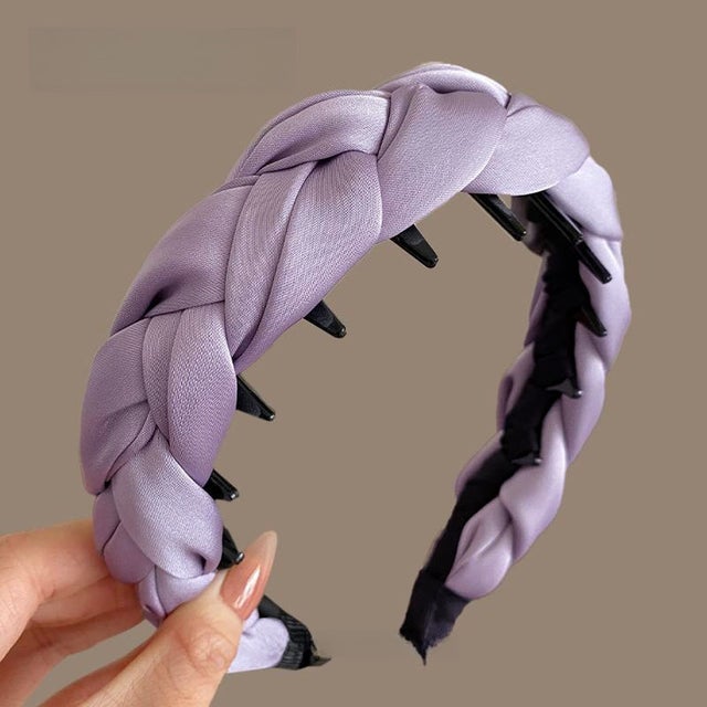 カチューシャ レディース キッズ まとめ髪 ヘアアクセサリー 痛くない ヘアバンド ヘッドアクセサリー シック 太め （パープル）