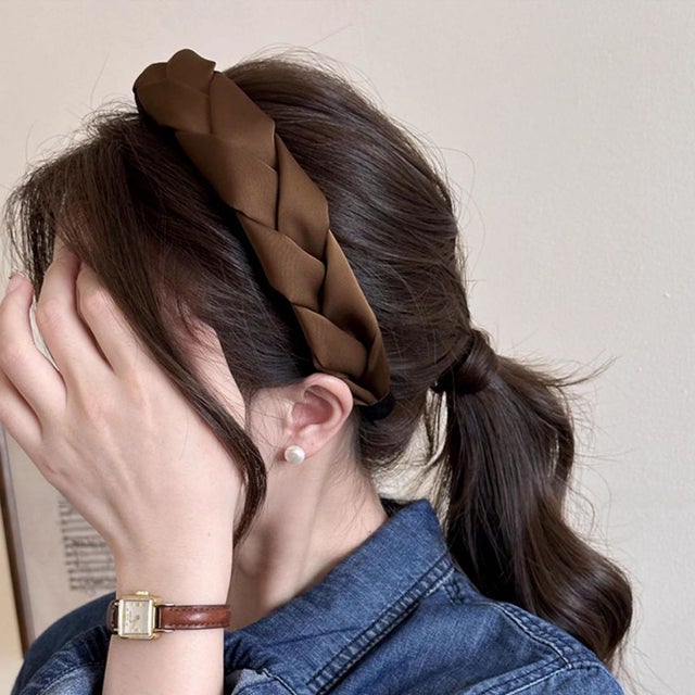 カチューシャ レディース キッズ まとめ髪 ヘアアクセサリー 痛くない ヘアバンド ヘッドアクセサリー シック 太め （ブラウン）