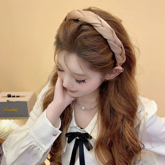 カチューシャ レディース キッズ まとめ髪 ヘアアクセサリー 痛くない ヘアバンド ヘッドアクセサリー シック 太め （キャメル）