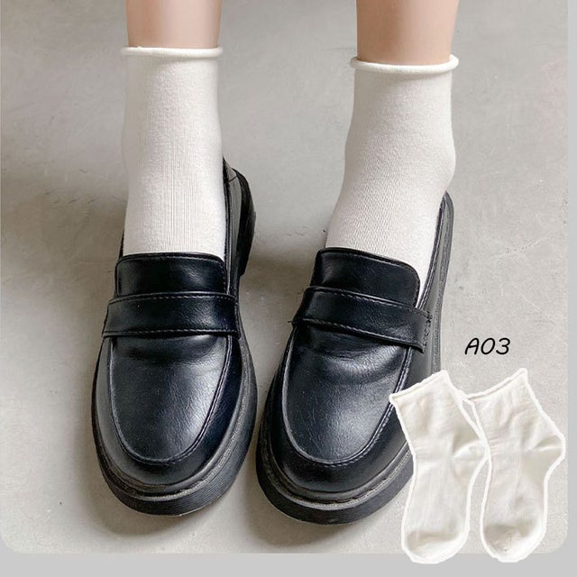
                    靴下 ソックス かわいい レディース アンクル 冷えとり靴下 くつ下 フットウェア アンクルソックス ホワイト 黒白 （A03）