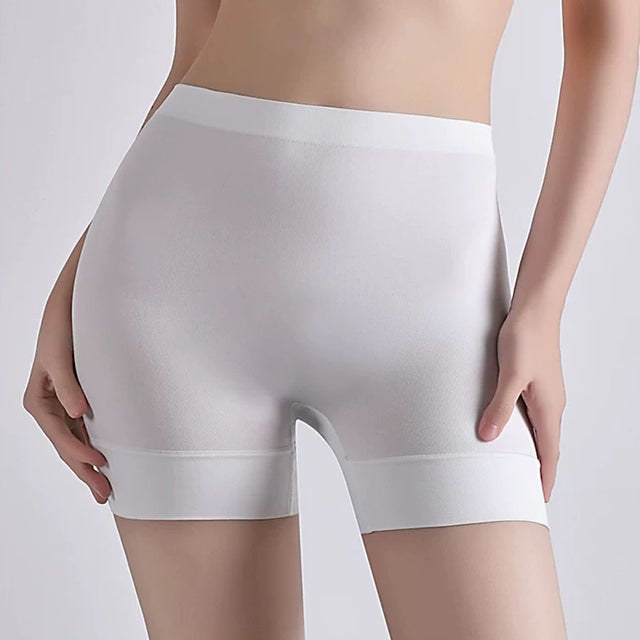 ペチパンツレース ペチコート パンツ インナーショーツ 無地 ボックスショーツ シームレス 下着 インナーパンツ 見せパンツ シンプル 可愛い 透け防止 【返品不可商品】 （ホワイト）