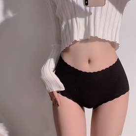 ショーツ シームレス ハイウエスト 無地 プレーンショーツ 下着 女性 パンツ ショーツ単品 薄型 パンティ レース スダンダードショーツ 伸縮性 （ブラック）