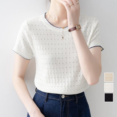 夏服Tシャツ レディース トップス クールネック 半袖Tシャツ 無地 シンプル カットソーカジュアル 春夏 韓国ファッション （ベージュ）｜詳細画像
